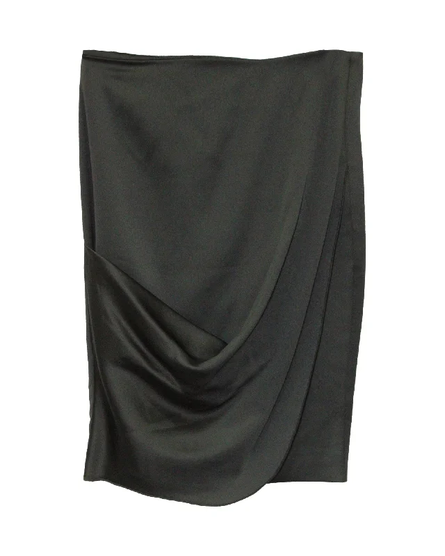 Emporio Armani Draped Pencil Skirt in Black Polyester