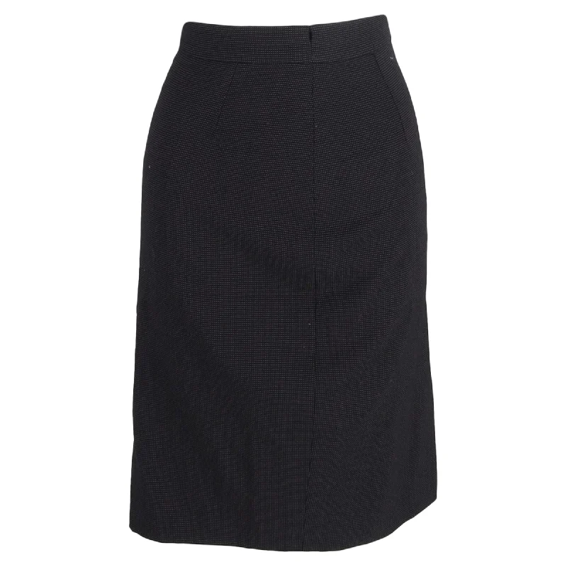 Escada A-Line Below-The-Knee Skirt in Black Wool