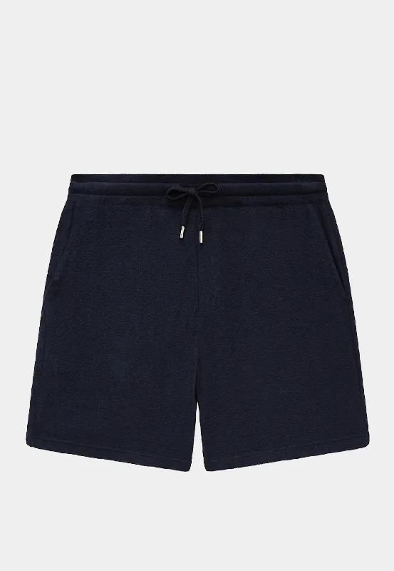 Frescobol Augusto Terry Cotton Blend Shorts Navy-Blue