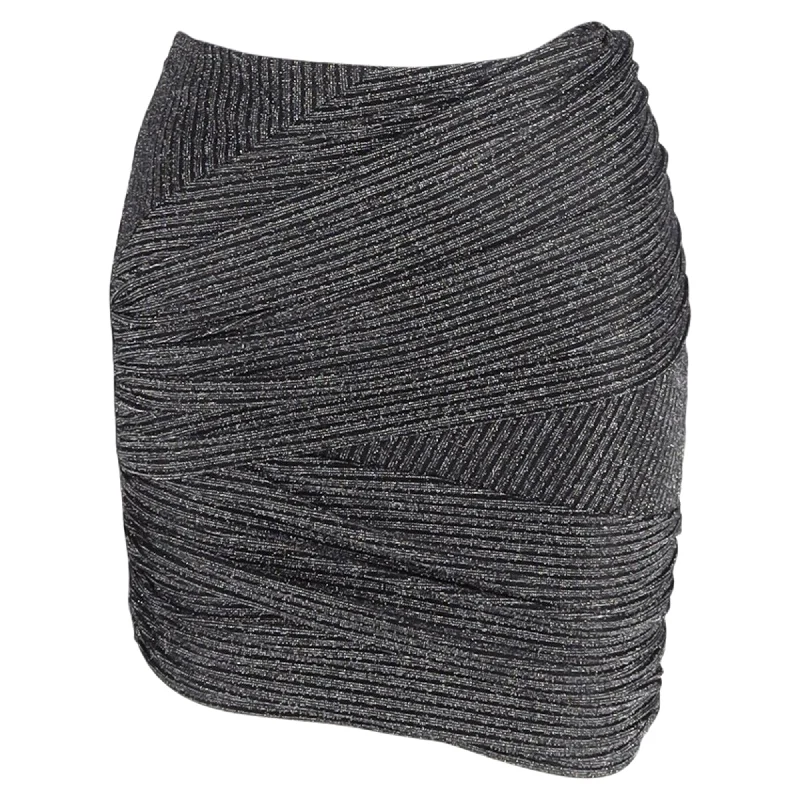 Iro Brendal Wrap-Effect Lamé Mini Skirt In Silver Nylon