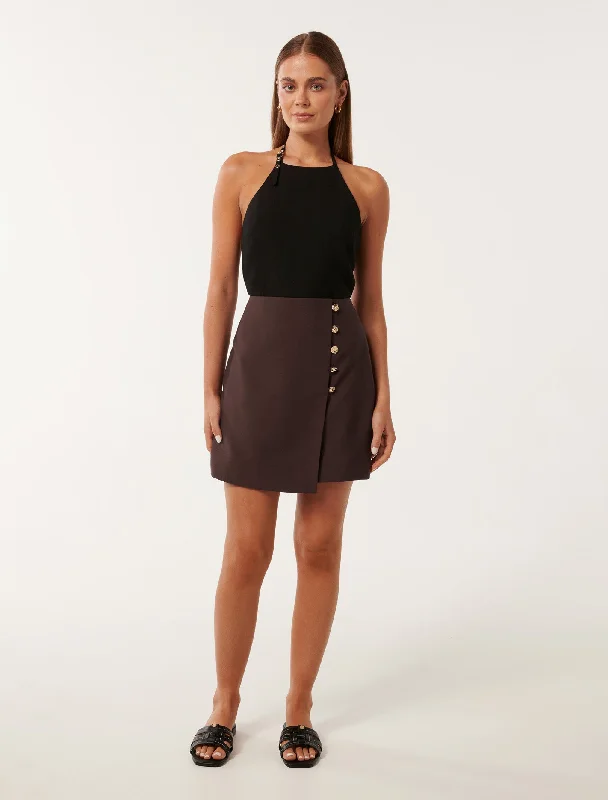 Jordyn Button Detail Wrap Skirt