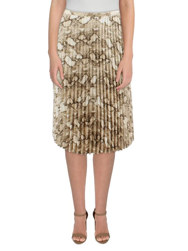 Plus Womens Pleated Printed Pleated Skirt