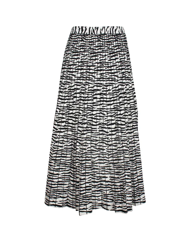 Proenza Schouler Pleated Zebra Midi Skirt in Animal Print Viscose