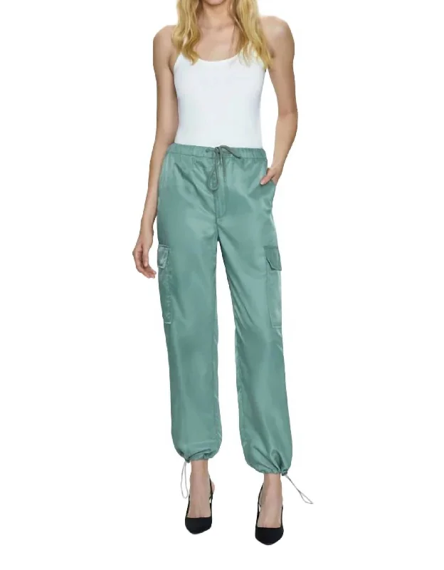 Satin Cargo Pant In Jade