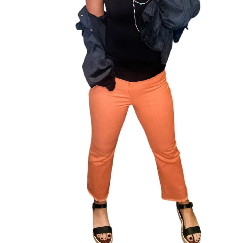 Stretchy Pants Cropped Flares In Orange Jeans