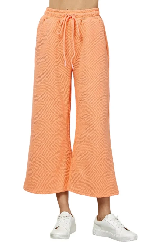 Textured Soft Cropped Wide Pants In Peach