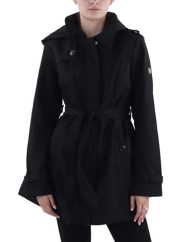 Womens Belted Hooded Soft Shell Jacket