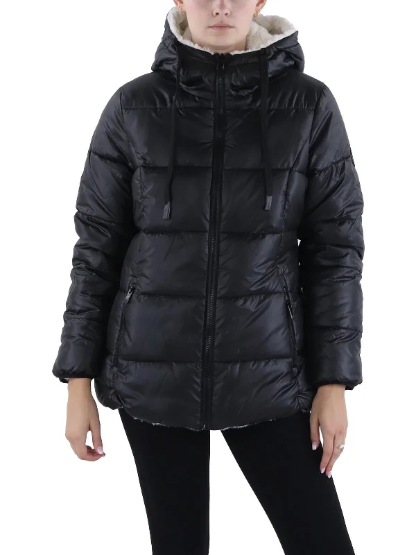 Womens Faux Fur Cold Weather Puffer Jacket