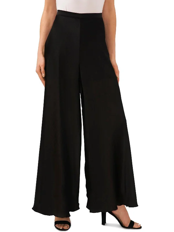 Womens High Rise Slub Wide Leg Pants