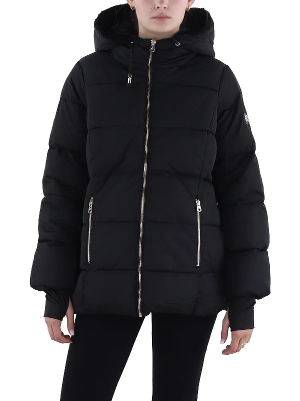 Womens Insulated Faux Fur Lined Puffer Jacket