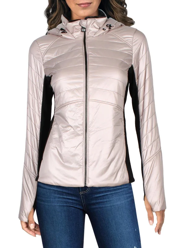 Womens Quilted Colorblock Puffer Jacket