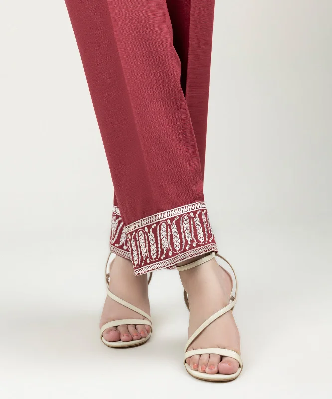 Embroidered Khaddar Straight Pants