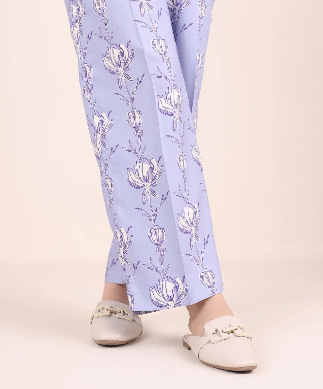 Printed Linen Straight Pants