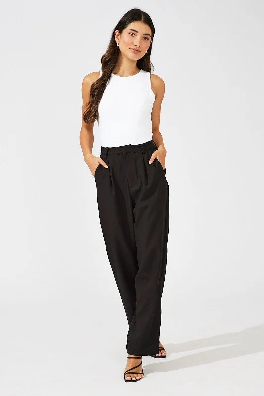 Black Wide Leg Pants High Rise