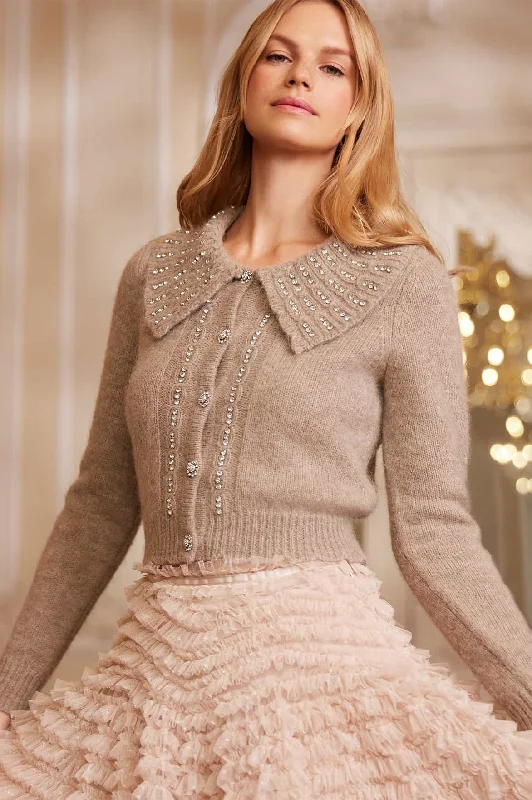 Embellished Collar Short Cardigan