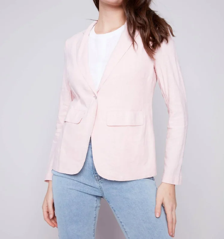 Solid Linen Blazer In Lotus