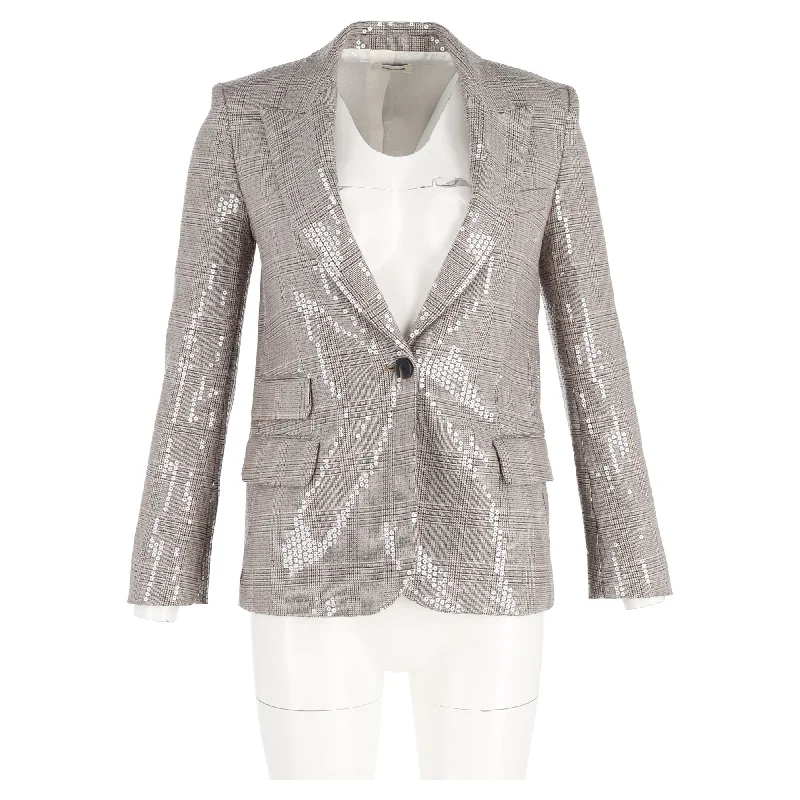 Zadig & Voltaire Sequined Venus Car Jacket in Beige Wool