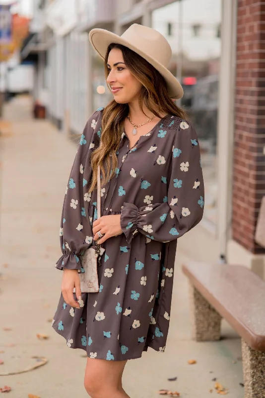 Blossoms Ruffle Long Sleeve Dress