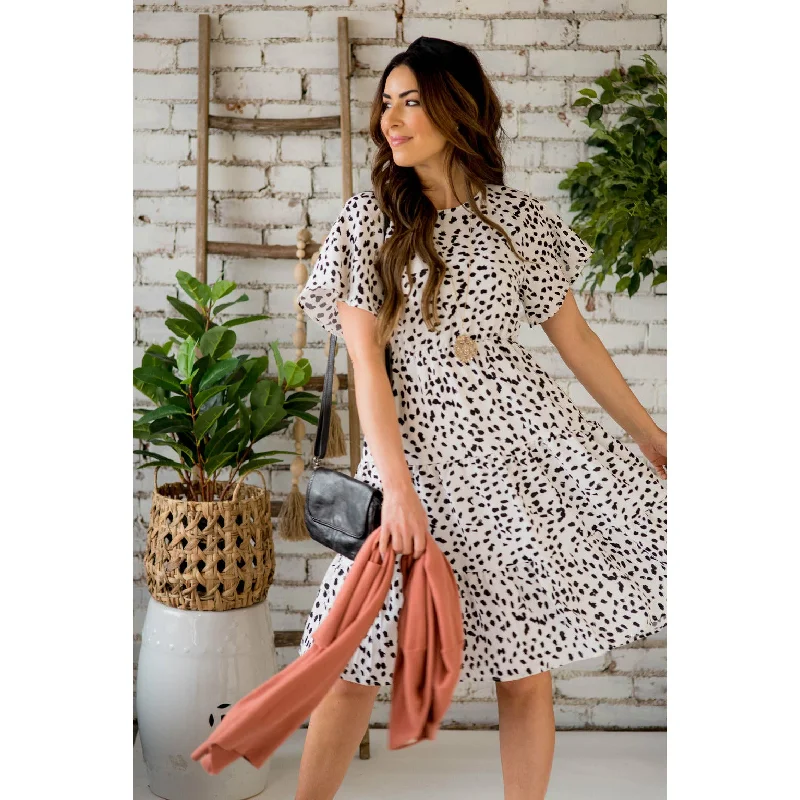 Tiered Leopard Short Sleeve Dress