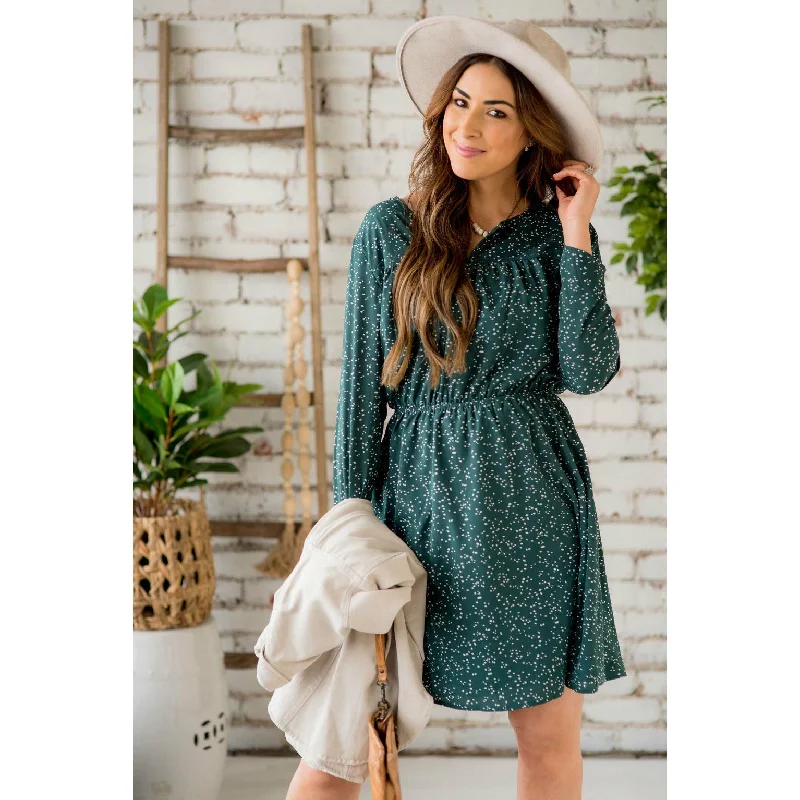 Endearingly Speckled Long Sleeve Dress