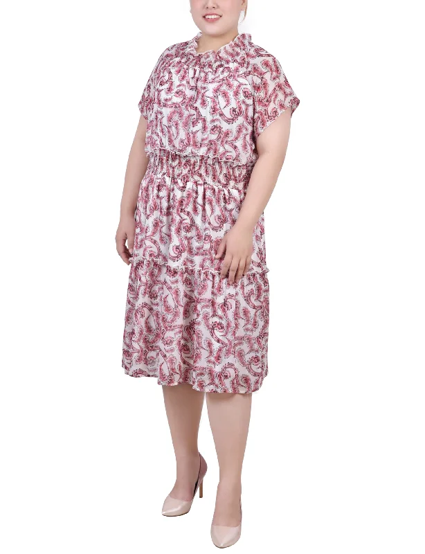 Plus Size Short Sleeve Smocked Waist Dress