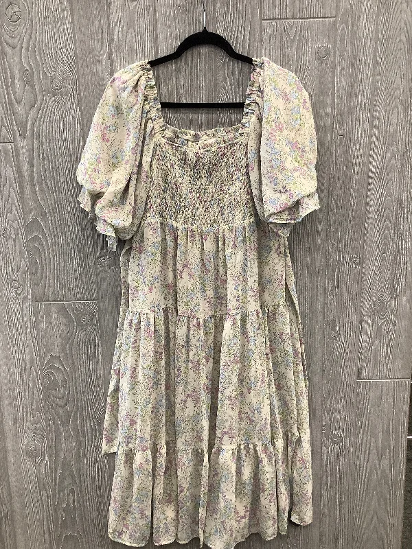 Dress Casual Midi By Clothes Mentor In Floral Print, Size: L