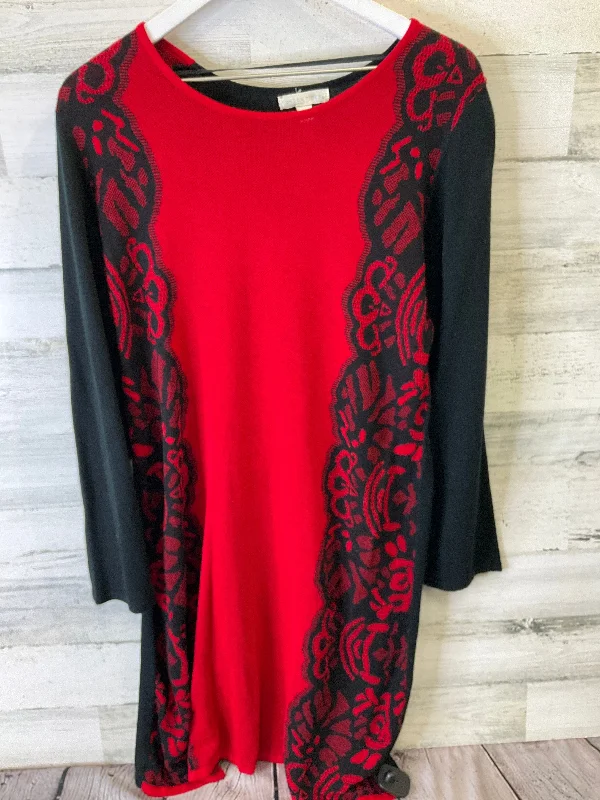 Dress Casual Midi By London Times In Black & Red, Size: Xl